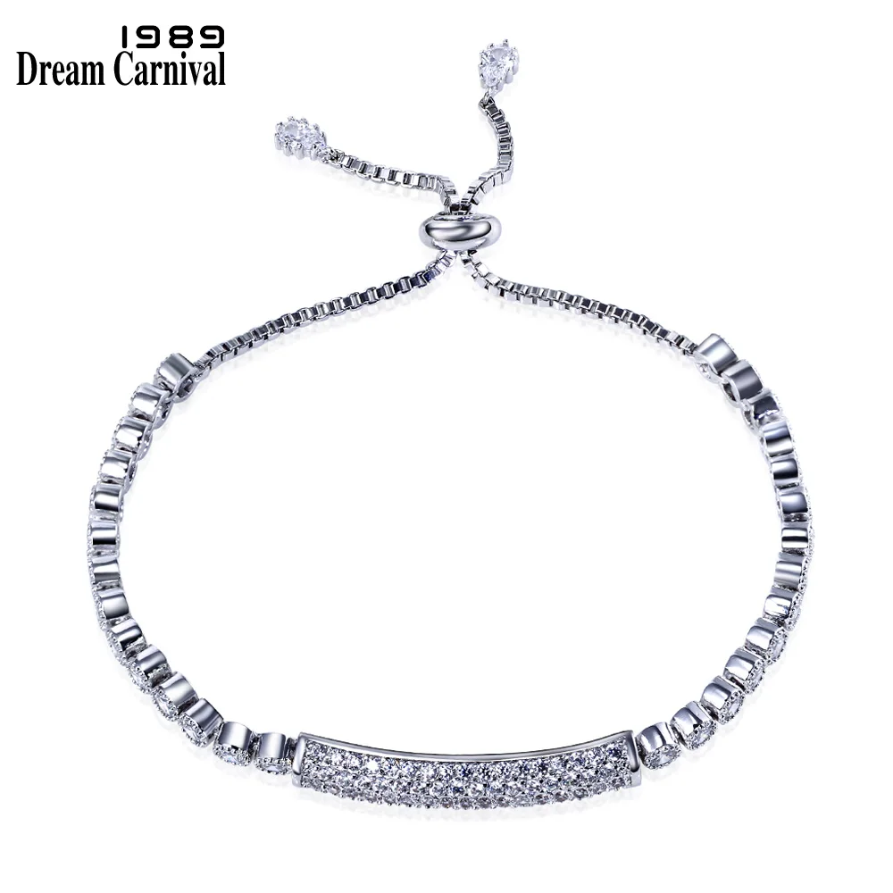 

DreamCarnival 1989 Trendy Bracelets for Women Rhodium Gold Color CZ Crystals Adjustable Length Party pulseira feminina SB06231-F