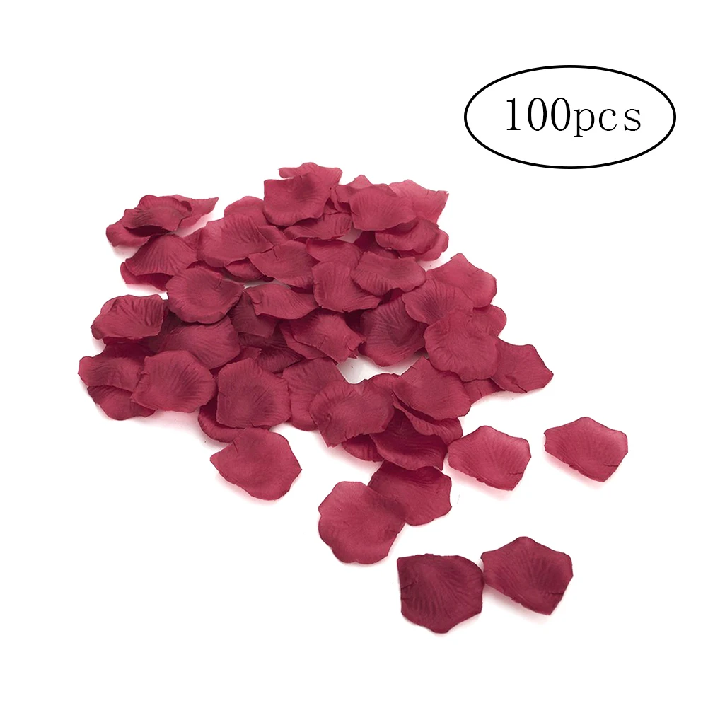 

10Pack(1000Pcs) Real Touch Simulation Rose Petals Multi Usage Silk Fabric Petals For Wedding Home Room Decor Wine Red Colorful