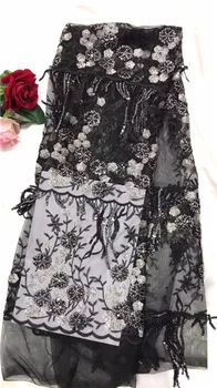 

Wonderful black with sequins French tulle net lace fabric for sexy dress PDN101(5yards/lot)
