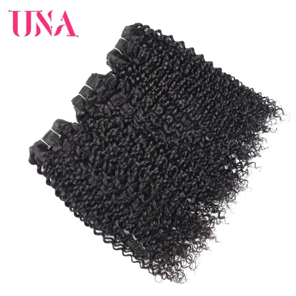 

UNA HUMAN HAIR Brazilian Curly Hair 3 Bundles Deal Human Hair Bundles Non-Remy Hair Extension Color #1 #1B #2 #4