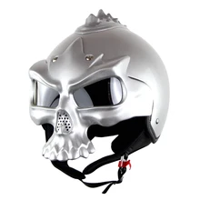 DOT Approval Harley Motorcycle Helmet Casco Skull Sector Double Lens Open Face Capacetes Soman 689