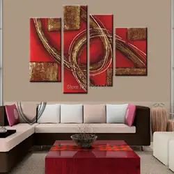 Современный ручной росписью картина маслом абстрактный цвета: красный и коричневый холст стены картину нерегулярные группы холсте для