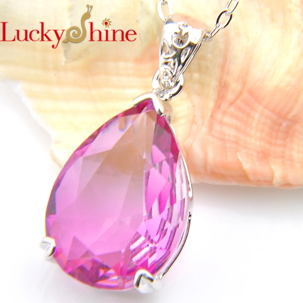 Luckyshine женские ювелирные изделия подвеска в виде капли воды розовый двухцветный