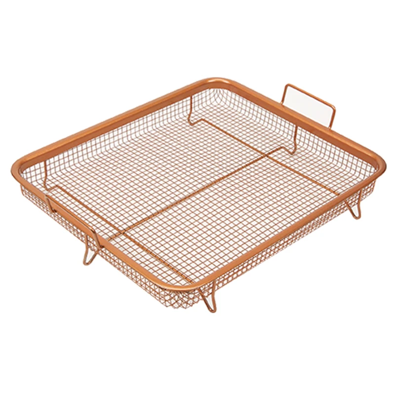 Best Copper Rectangle Crispy Tray Fry Pan French Chef Basket Easy Clean Kitchen Cooking Oil Filter Baking Pan BBQ Barbecue Tools