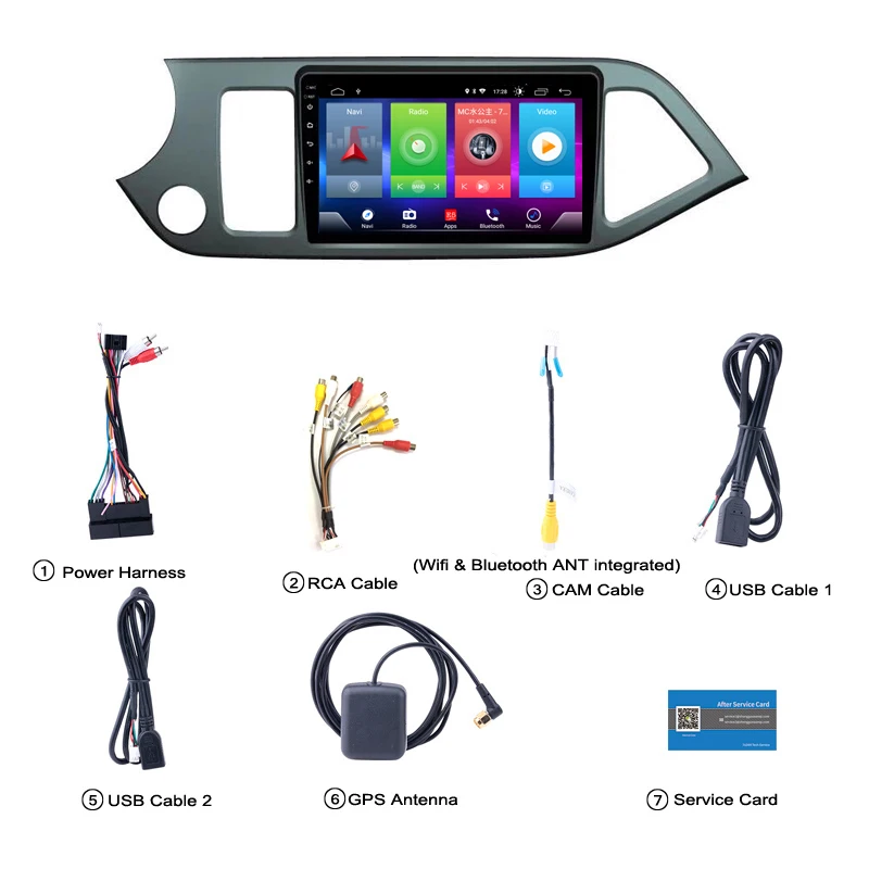 Perfect Full Touch Screen Car Android 8.1 Radio Player For KIA PICANTO Morning 2011 GPS Navigation Video Multimedia Built In Bluetooth 2