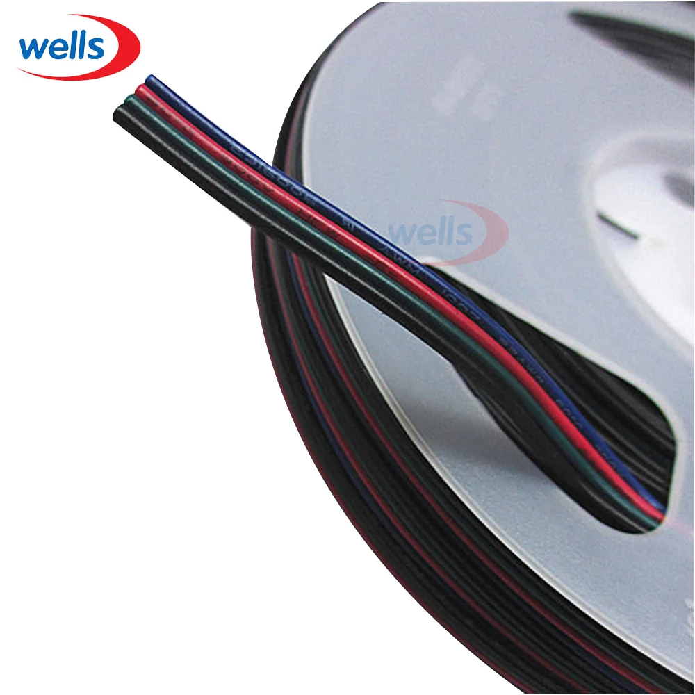 

50M 4 Pin Extension RGB RGB + Black Wire Cable For 3528 5050 RGB LED Strip Light