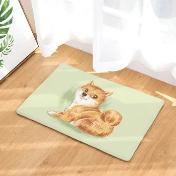 

French Bulldog Kitchen Mat Shiba Dog Butterfly Flower Chair Shih Tzu Pink Carpet Japanese Shiba Inu Large Sponge Coral Fleece