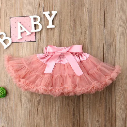 Милая пушистая юбка-пачка для новорожденных девочек, вечерние юбки принцессы с бантом, балетная юбка-американка, одежда один размер для От 0 до 2 лет - Цвет: Blush