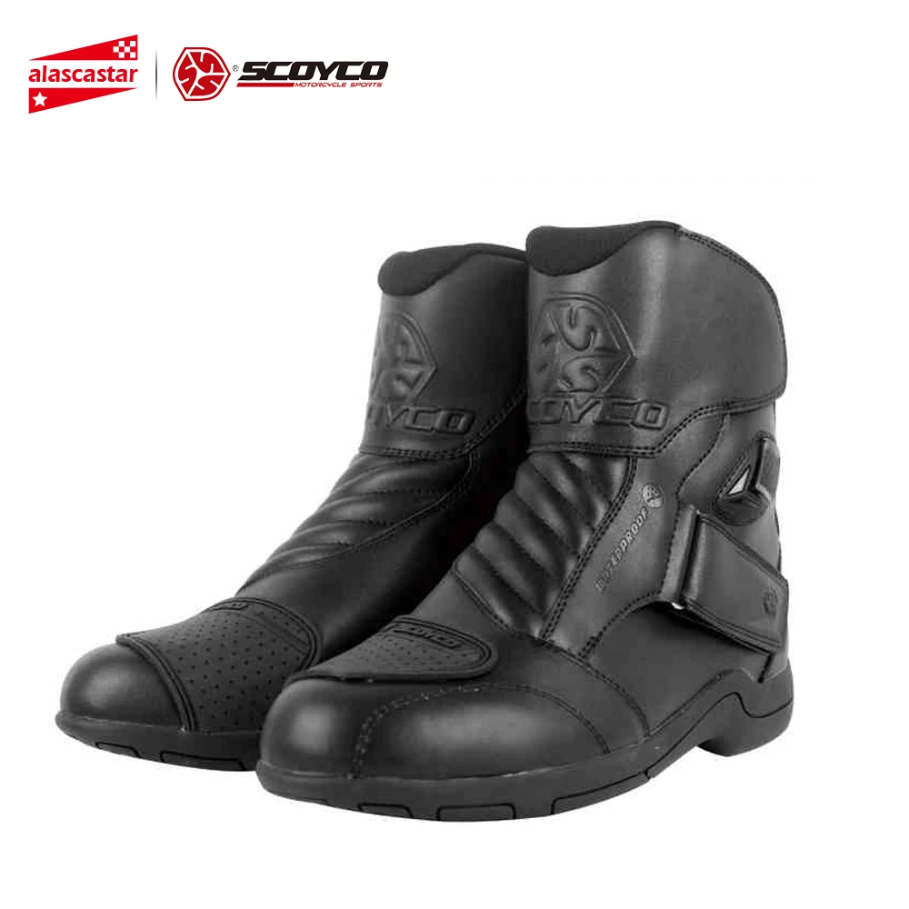 Botas de motocicleta SCOYCO de carreras de cuero a prueba de agua Motocross Botas de motociclista corto de velocidad de carretera Botas profesionales MBT011W Botas de motocicleta SCOYCO de carreras de cuero a prueba de agua Motocross Botas de motociclista corto de velocidad de carretera Botas profesionales MBT011W