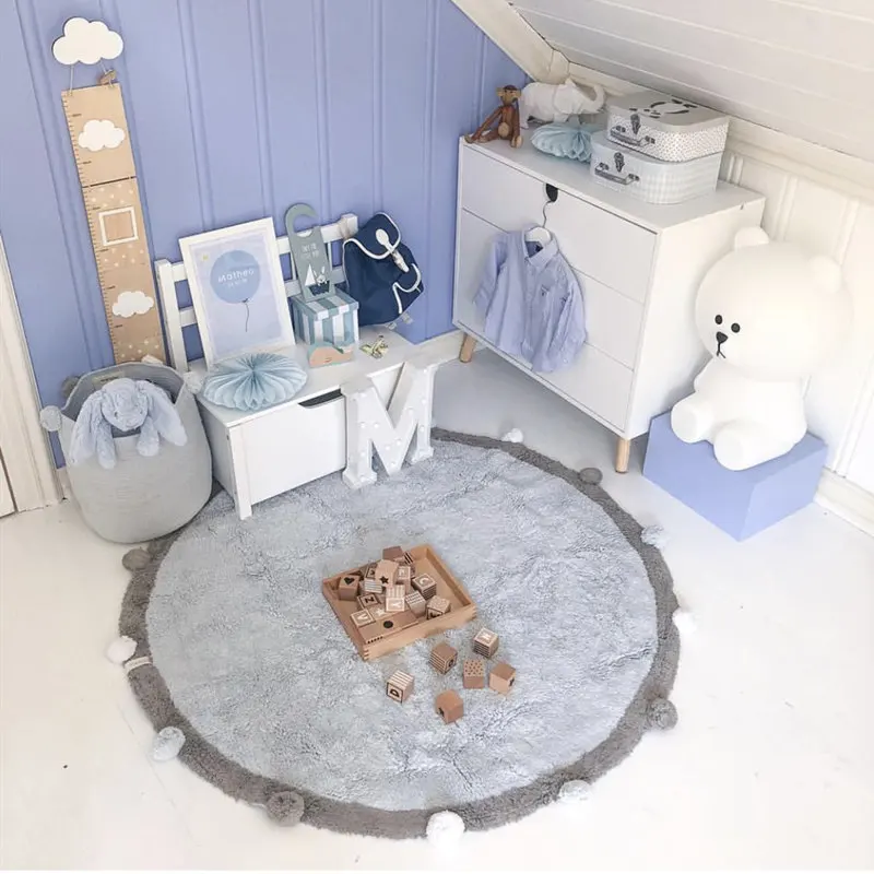 

Baby Hair Ball Play Mat Children's Crawl Game Mat Round Carpet Soft Comfortable Mat Round Kids Rug Children Room Decoration