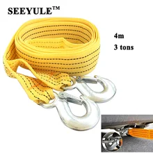Buy 1pc SEEYULE Heavy Duty Car Towing Rope 4m 3 tons Emergency Helper Trailer Pull Towing Bar Straps High Strength A3 Steel Hook Free Shipping