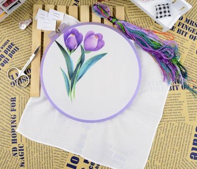 

DIY Unfinished 100% Mulberry Silk Suzhou Embroidery Patterns Sets Handmade Needlework Kits flowers