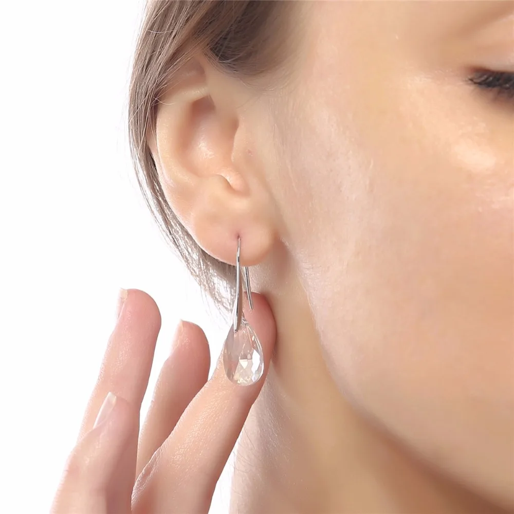 Drop Earrings Queen Girl Birthday Wedding Austrian Crystal 18KGP Sweet Tear Water
