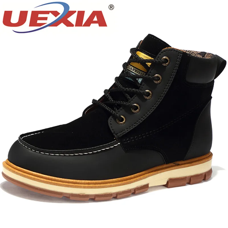

UEXIA Mens Ankle Boot Leather Spring Autumn Casual Boots Flats Outdoor Male Work Shoe Handmade Footwear Walking Shoes Footwear