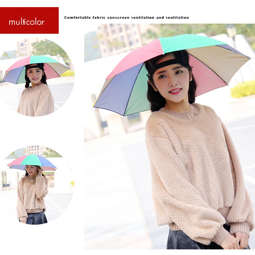 

Umbrella Hat 69CM Diameter, Hands Free, Elastic Fishing Gardening Folding Umbrella Hat Headwear Beach Party Umbrella Cap