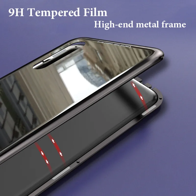 Magnetic Adsorption Case for Huawei P20 Mate 10 Pro Luxury Magnet Metal Aluminum Phone Glass Cover for Huawei Honor 10 P20 Lite