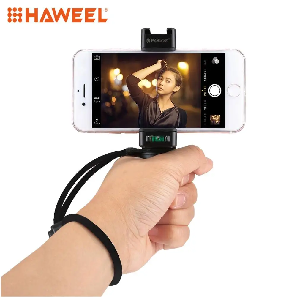 

HAWEEL Vlogging Live Broadcast Handheld Grip Selfie Rig Stabilizer ABS Tripod Adapter Mount with Cold Shoe Base & Wrist Strap