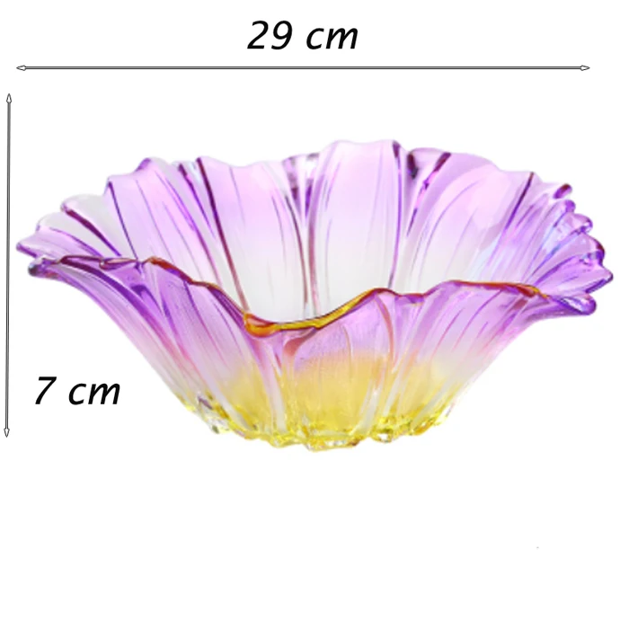 Хрустальные стеклянные сушеные тарелки для фруктов подарочная посуда для дома красивая стильная витражная стеклянная Фруктовая тарелка уникальные украшения для дома форма лоток для хранения - Цвет: middle  purple