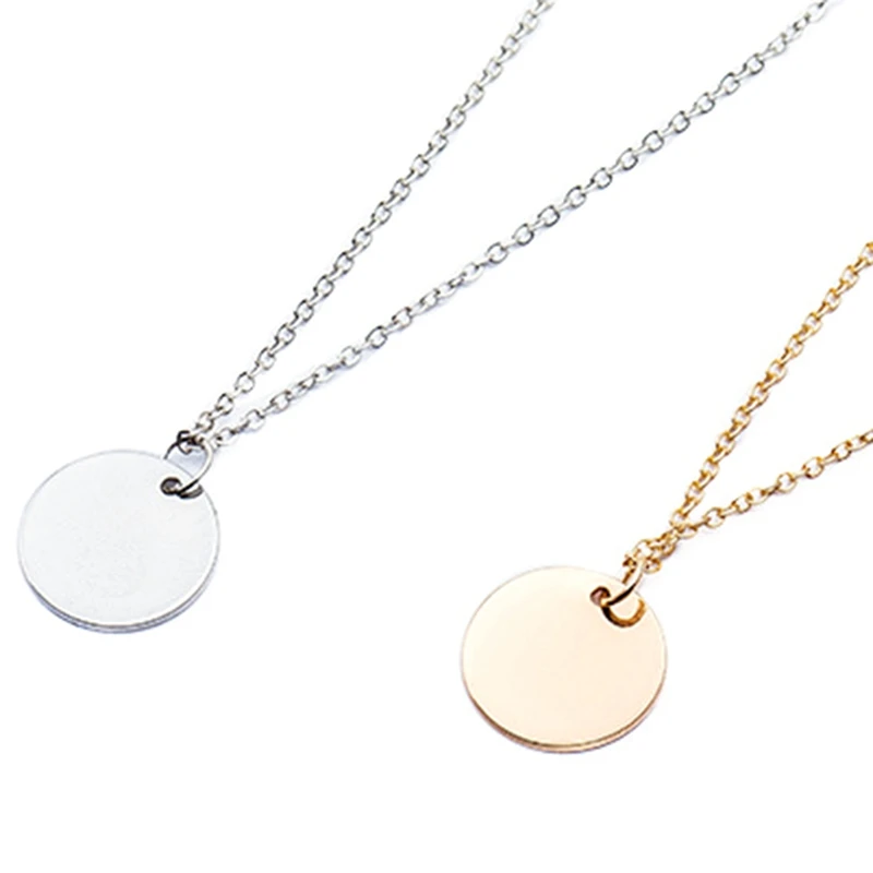 

Women Simple Round Circle Pendant Chain Clavicle Neck Pendant Necklace