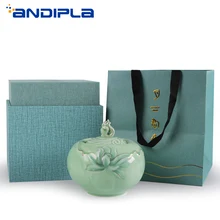 Креативная зеленая фарфоровая чайная посуда Tieguanyin Черный чай банки конфеты емкость для приправ банка орехи кофейные бобы герметичный канистра для хранения