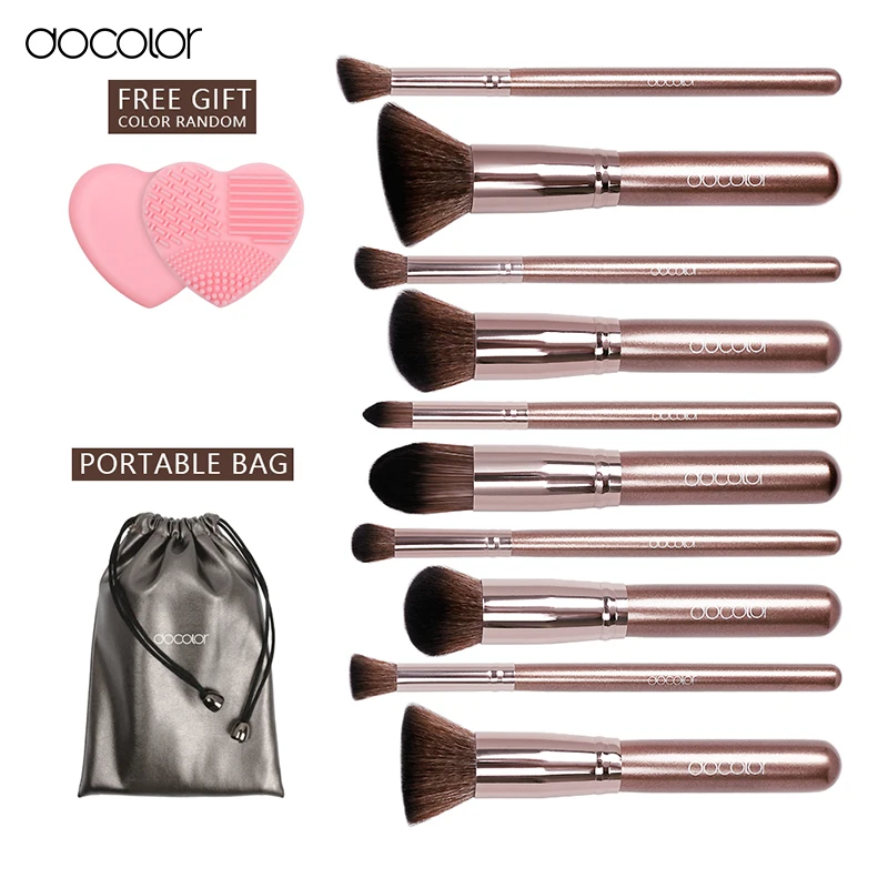 Docolor 10Pcs Makeup Brush Sets Tools Cosmetic Brush Foundation Eyeshadow Eyeliner Lip Powder Brush Pinceau Maquillage