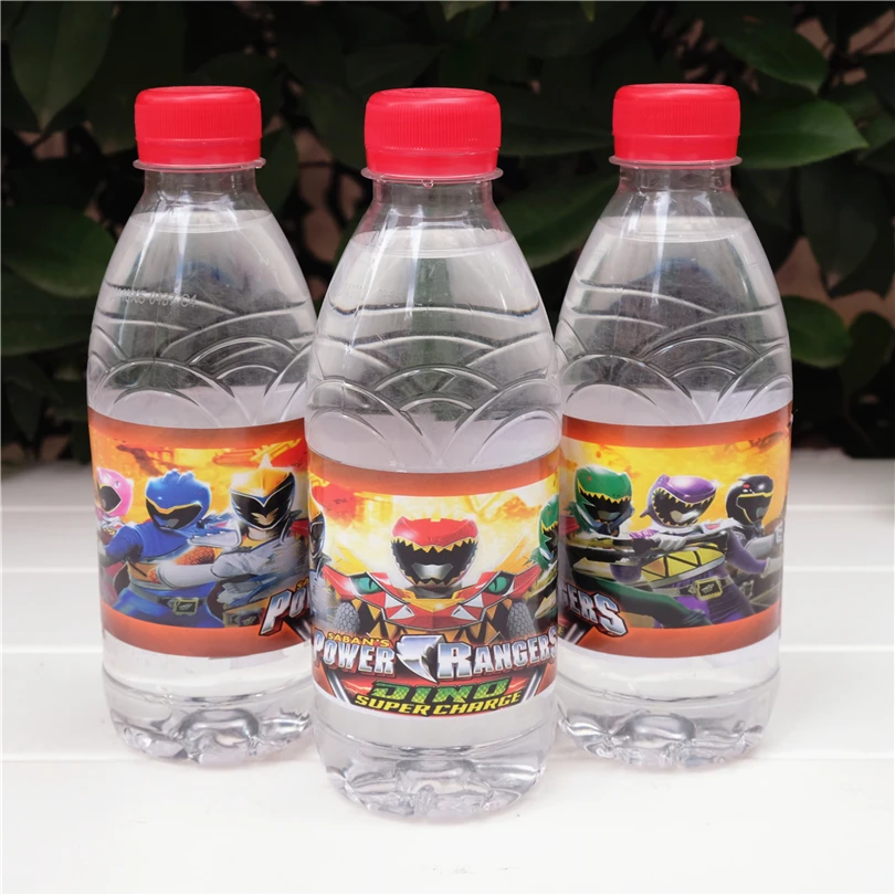 12 шт. Японии аниме Power Rangers Dino Charge бутылки с водой label моноблок украшения Дети день