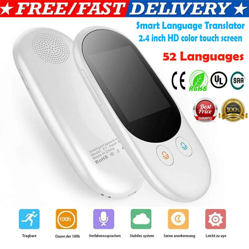 

Portable Smart Language Voice Translator Device Translation 52 Languages Touch Screen K6G6 For IOS and Android
