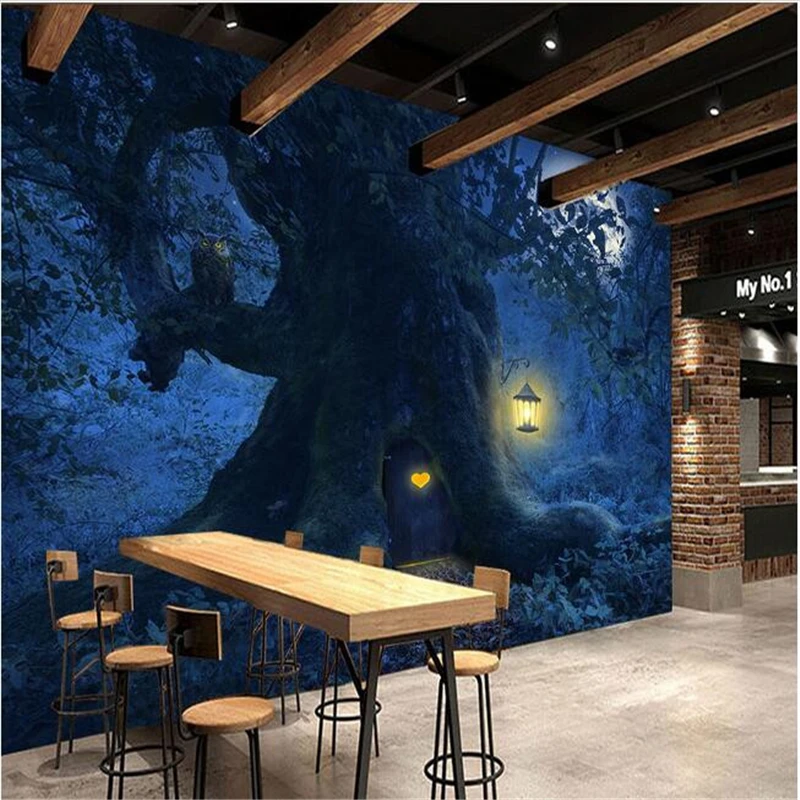 

beibehang custom wallpaper for walls 3d Moonlight backdrop fantasy forest trees photo papel de parede 3d wall paper 3d flooring