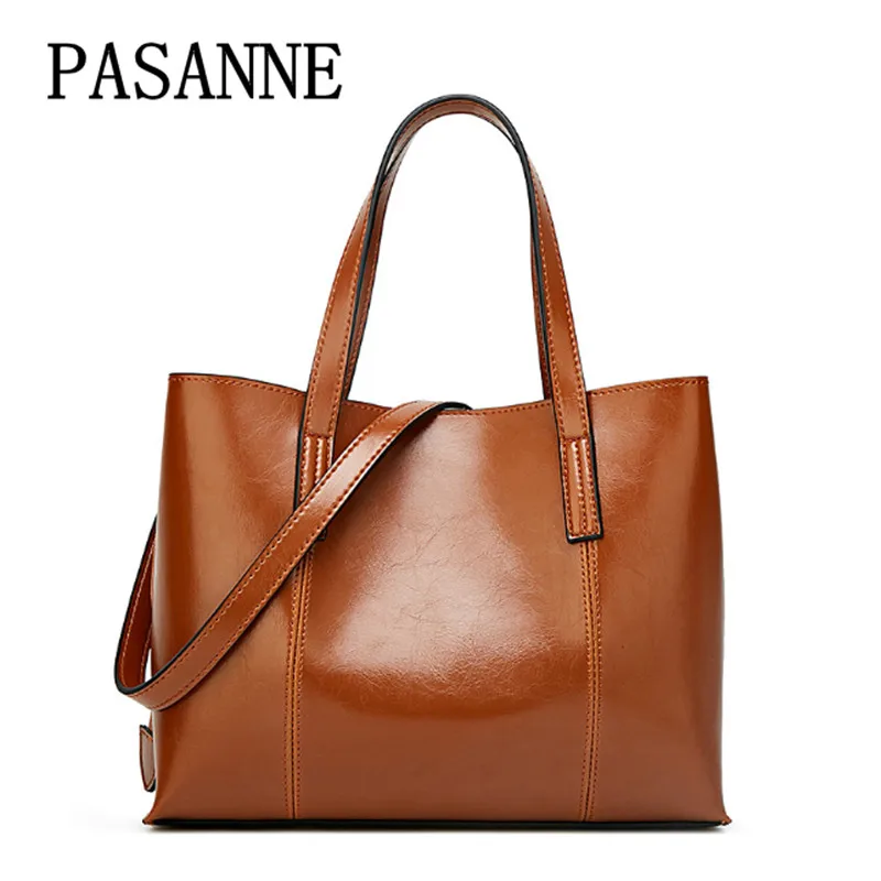 

Leather Women Bag Large Handbags PASANNE 2018 Leather Shoulder Bags Bags Tote Fashion Bags Handbags