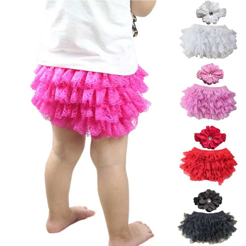Toddler Infant Sets Baby Girls Ruffle Lace Underwear + Headband Outfit