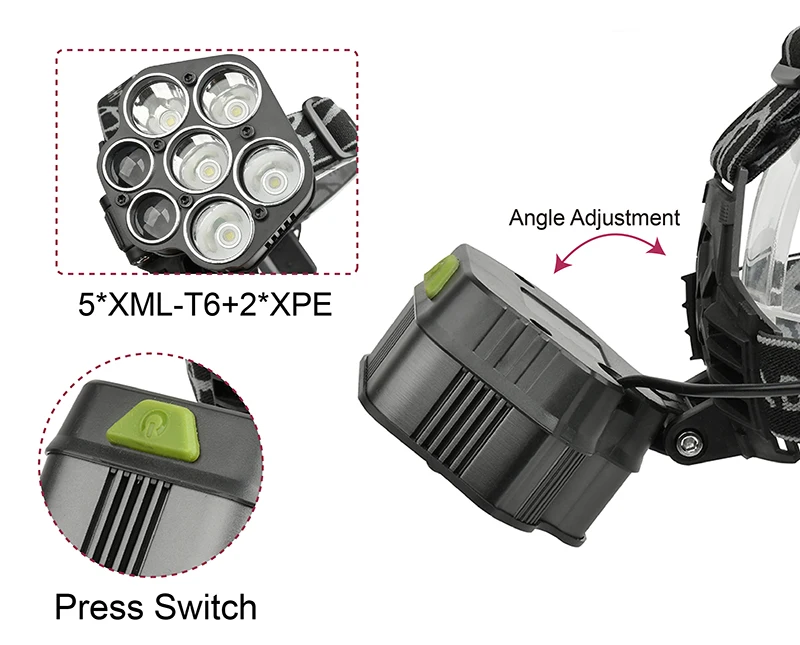 Z202507 Litwod светодиодный налобный фонарь 25000LM 5* T6+ 2* XPE Головной фонарь Micro USB зарядное устройство фара портативный фонарь для рыбалки