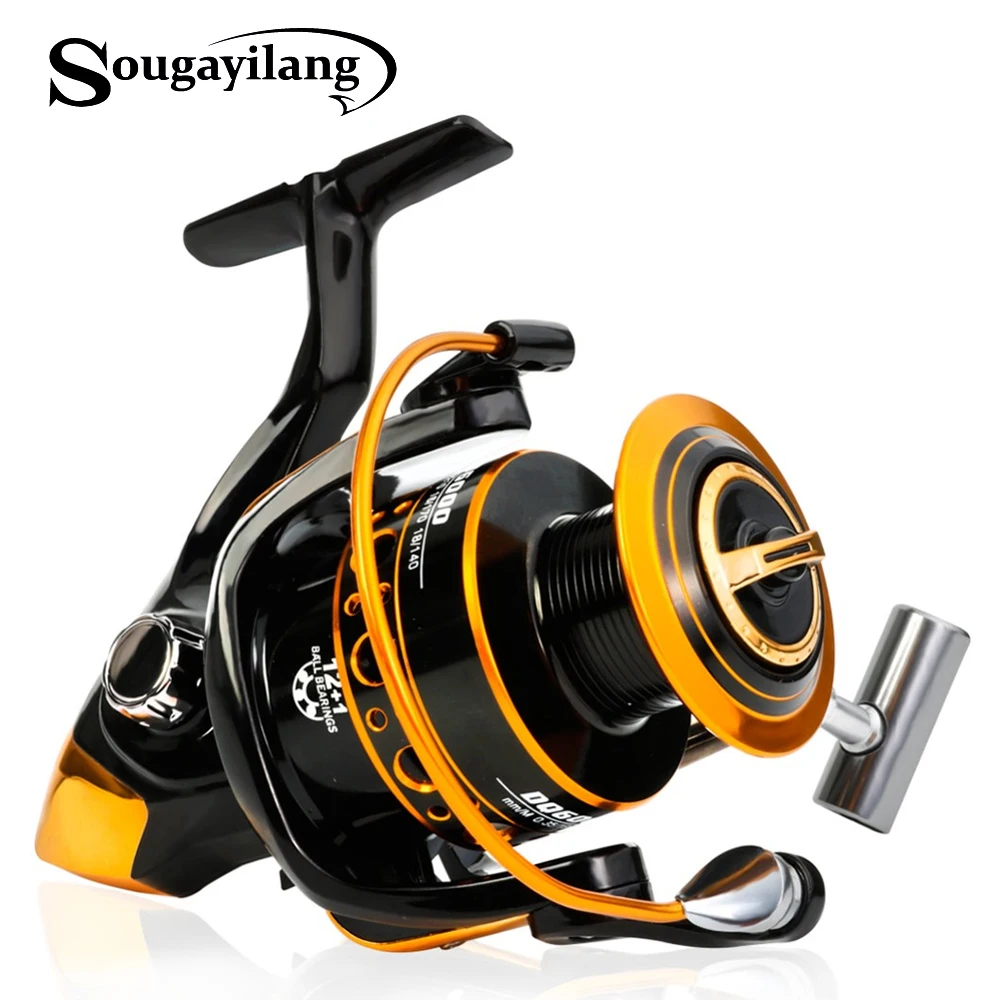 

Sougayilang Spinning Fishing Reel 12+ 1 Bearing Balls1000-6000 Series Metal Coil Spinning Reel Boat Rock Fishing Wheel