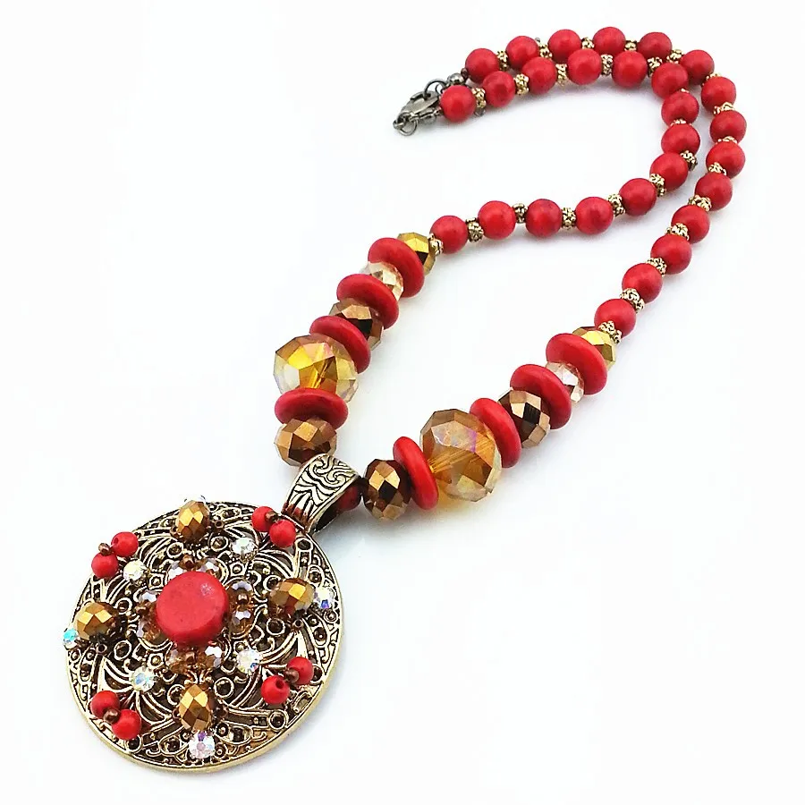 Богемский стиль ручной работы necklace ISES ожерелье винтажный орнамент классические аксессуары прядь круг ожерелье с кулоном в виде цветка для женщин