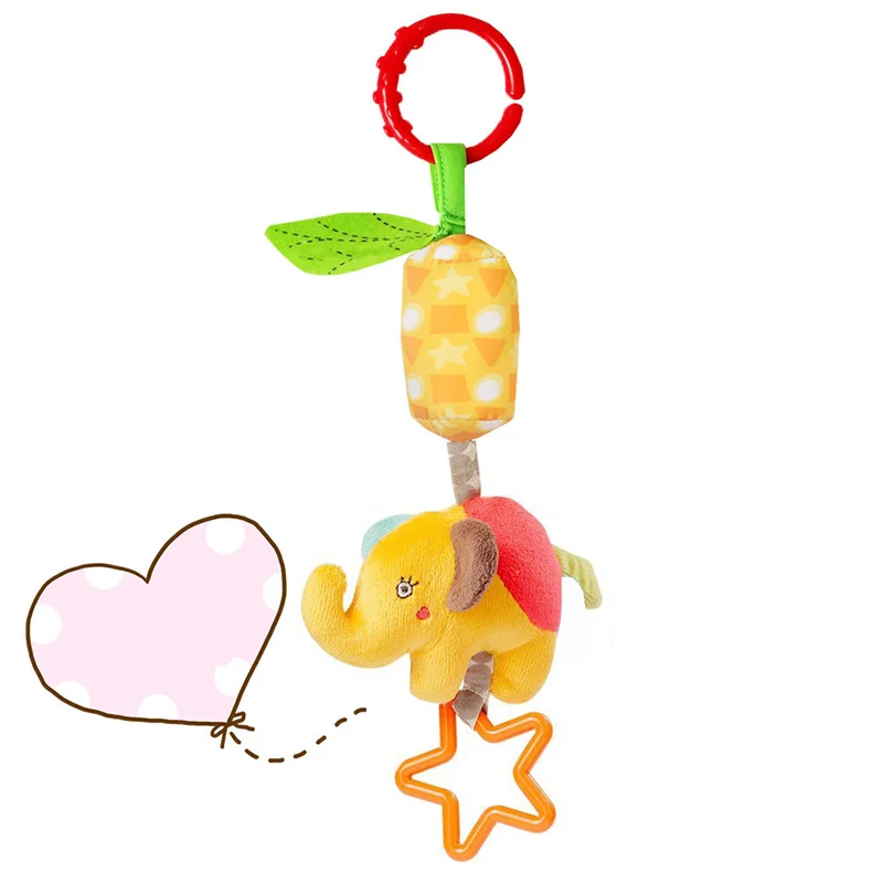 Cute Cartoon Animal Pendant Baby Stroller Cribs Toys Soft Plush Appease Doll Rattles For Infant Toddler Hanging Bed Bell Gifts