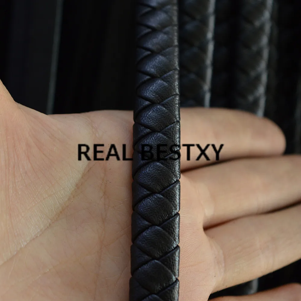 Реальный BESTXY 5 м/лот 12*6 мм черный плетеный плоский кожаный шнур широкий и