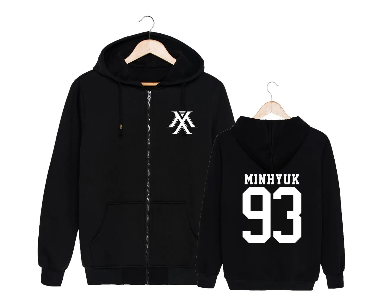 black4 MONSTA X Толстовка I.M с тем же абзацем для мужчин и женщин пара куртка на молнии дропшиппинг - Цвет: black4