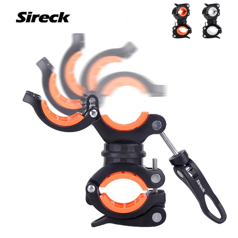 Discount Sireck Bike Light Clip 360 Degree Rotatable Cycling Led Front Light Flashlight Lamp Bicycle Handlebar Holder Support Accessories 0