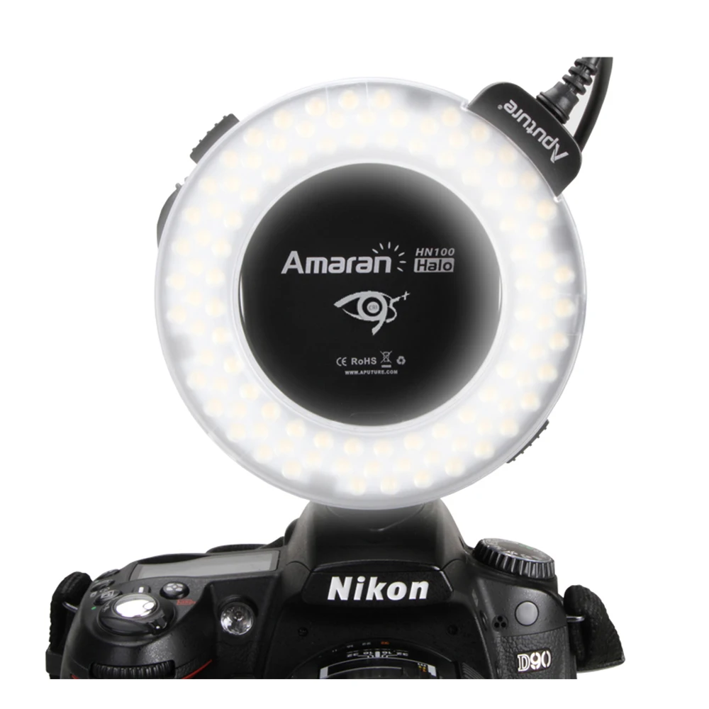 Aputure HN100 CRI 95+ Amaran Halo LED Ring Flash light For Nikon D7100