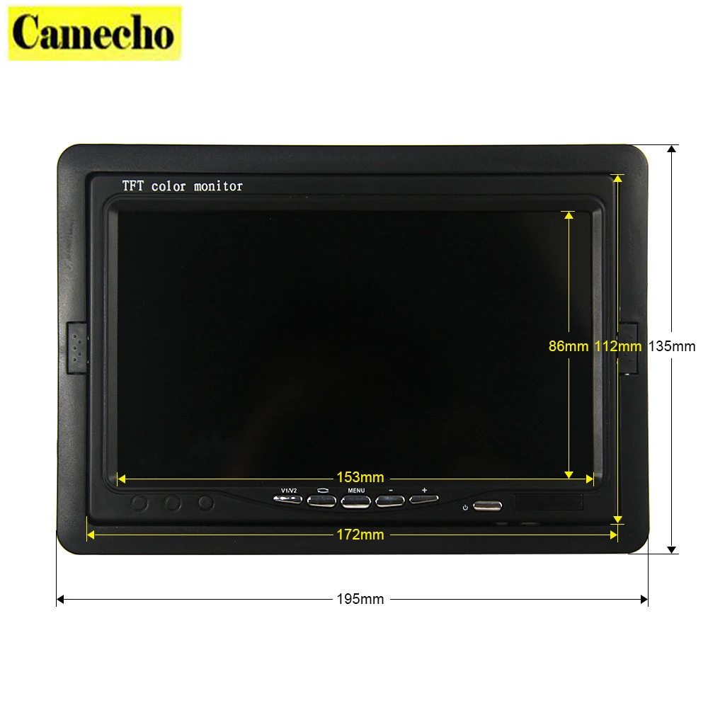 Podofo 4," Автомобильный монитор TFT lcd цветной парковочный экран с креплением на лобовое стекло 2 видеовхода для камеры заднего вида автомобильный стиль