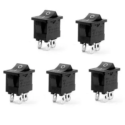 

5 Pcs AC 6A/250V 10A/125V 4 Pin ON/OFF DPST Snap in Boat Rocker Switch Black