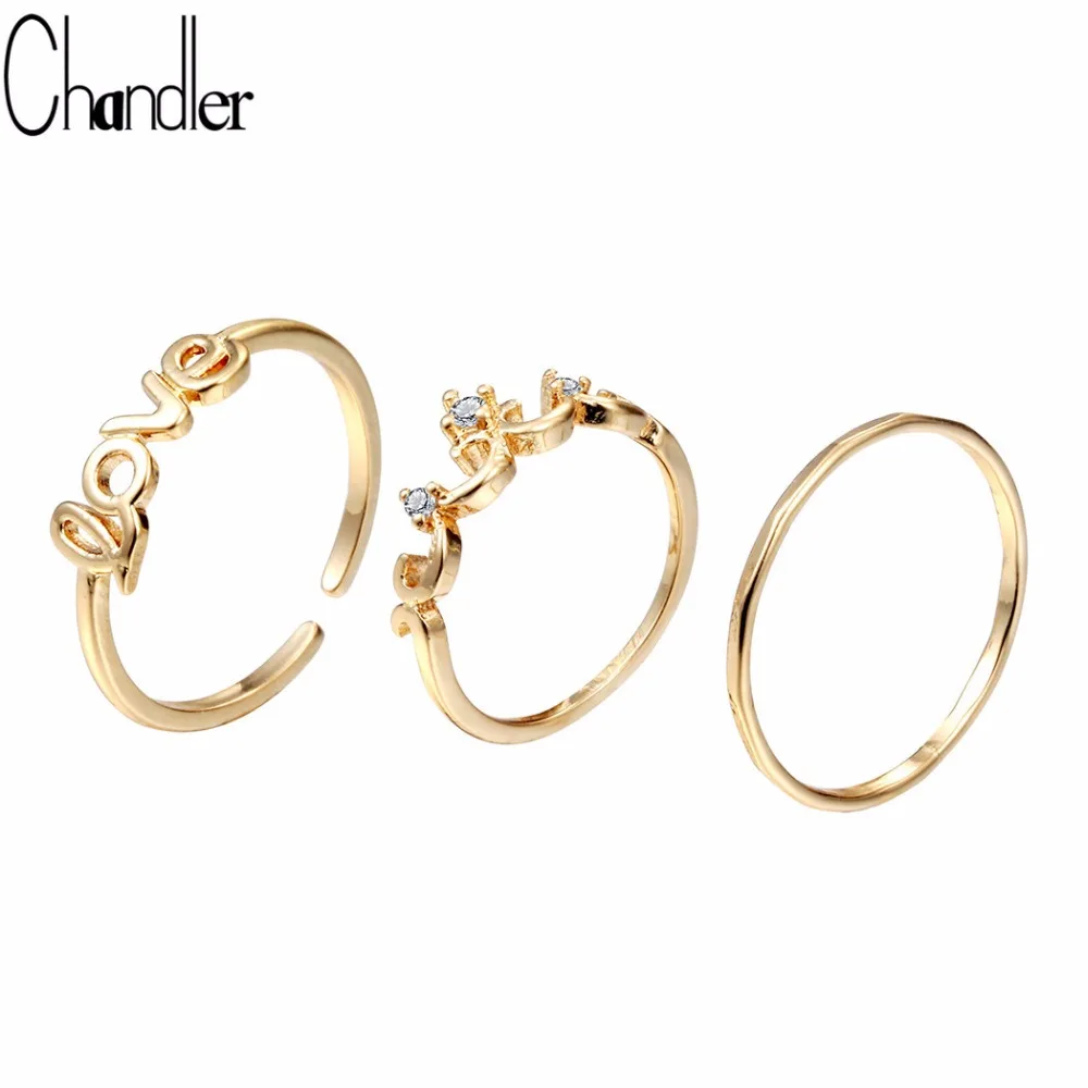 Chandler 3pcs\/Set Crown Love Wire Ring Set Tiny Smooth Modern Jewelry Gift For Her Fashion Homme Bijoux Minimalist Anillo | Украшения и