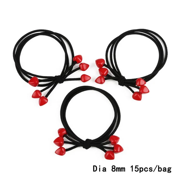 15 30Pcs/Pack Black Rubber hair ties Bow Elastic Hair Band Ribbon Fashion Hair Tie with