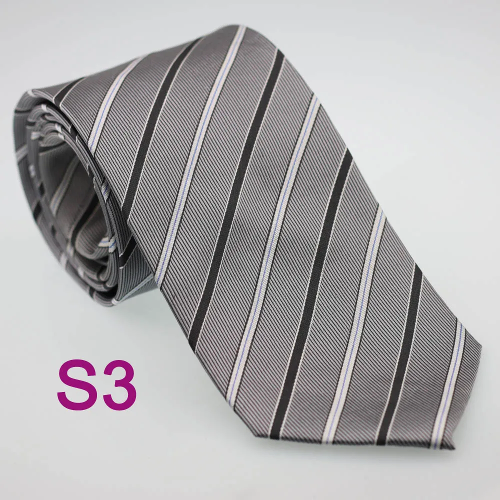 Coachella Мужские галстуки чистый Шелковый Галстук серый с черными синими полосками тканый галстук в деловом стиле для свадебных рубашек