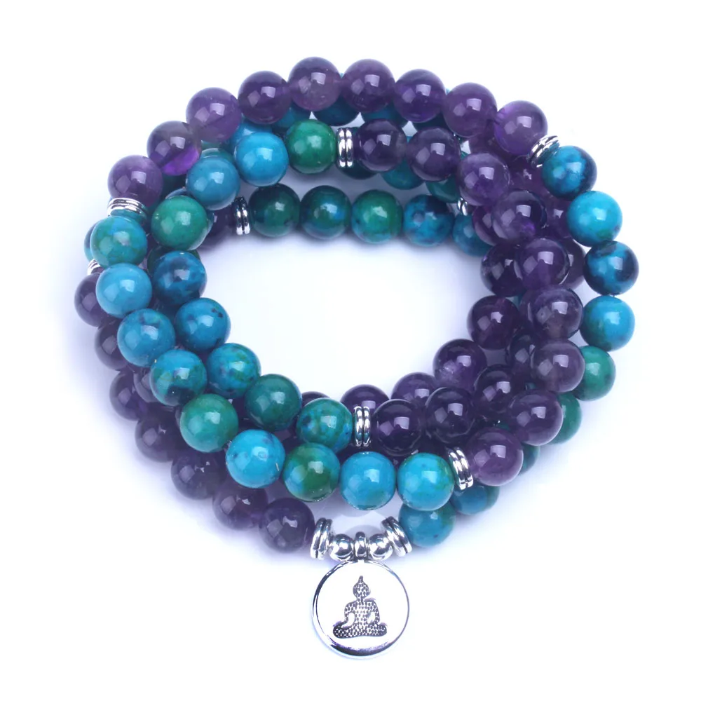 108 Mala лечебный браслет или ожерелье Феникс америст камень медитативный Йога ювелирные изделия - Окраска металла: Buddha