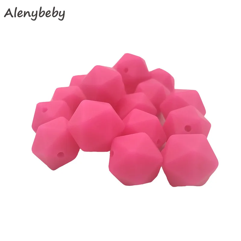 50pc 17mm Silicone Teether Beads Safe Icosahedron Shaped Candy Mix Color Teething Silicone Bead Toy BPA Free DIY Necklace Making