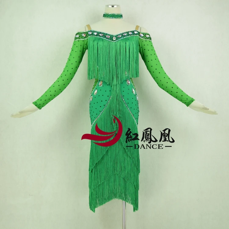 

New latin dance costumes sexy senior gauze tassel stones latin dance dress for women latin dance competition dresses S-4XL