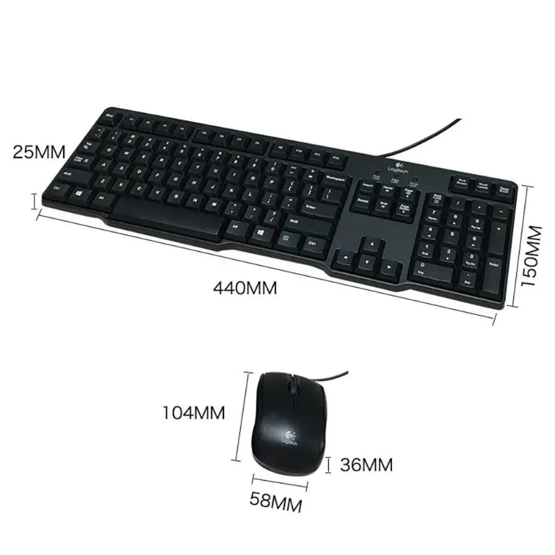 Logitech MK100 проводной клавиатуры Мышь комбинированный набор 104 ключ полная Размеры PS/2 клавиатура+ кабель USB Проводная 1000 Точек на дюйм оптический Мышь для ПК/ноутбук