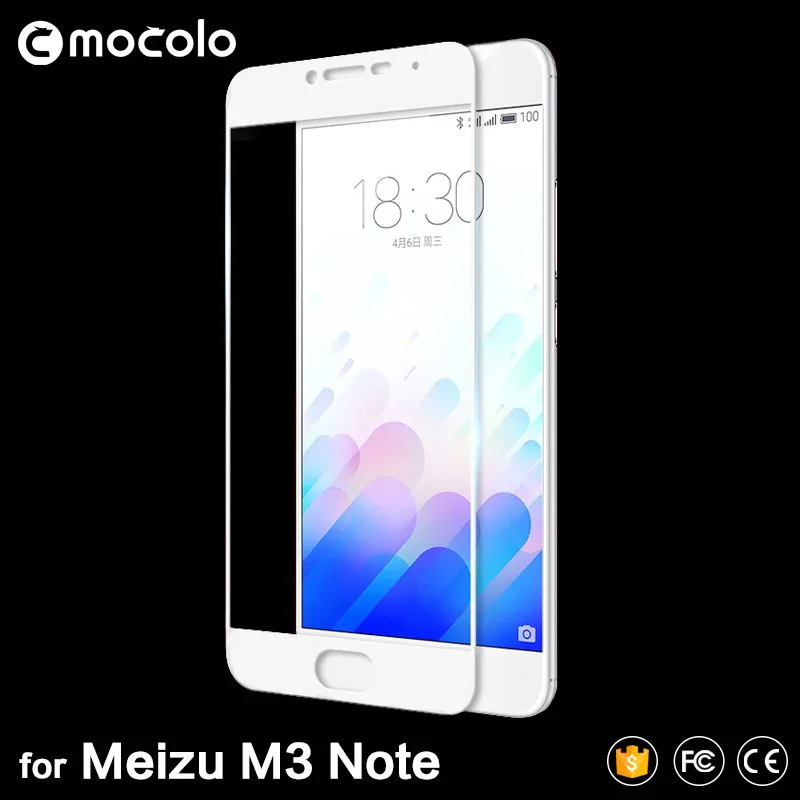 

Mocolo Tempered Glass Film 2.5D Curved 0.33mm Full Screen Cover 9H Hard Screen Protector Tempered Glass for Meizu M3 Note