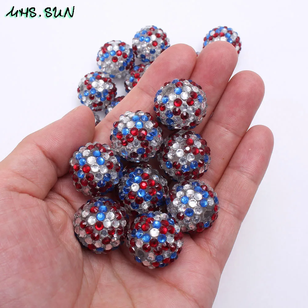 2-1,50PC,18MM-$13,20MM-$16.5,22MM-$20.Handmade Resin Rhinestone Beads Round Ball Beads Chunky Resin Loose Beads Kids Girls Jewelry Making DIY Bead 50pcslotJPG (6)