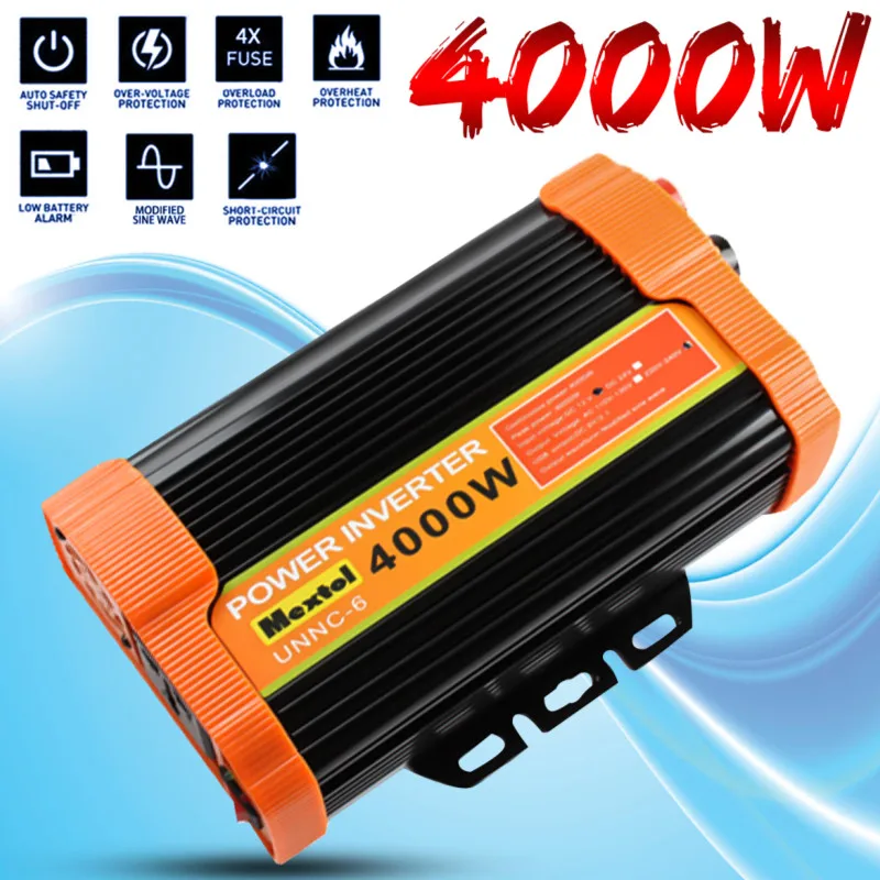 

Inverter 12V 220V 8000W Peaks 4000W Auto Modified Sine Wave Voltage Transformer Solar Power Inverter Converter Car Charge USB